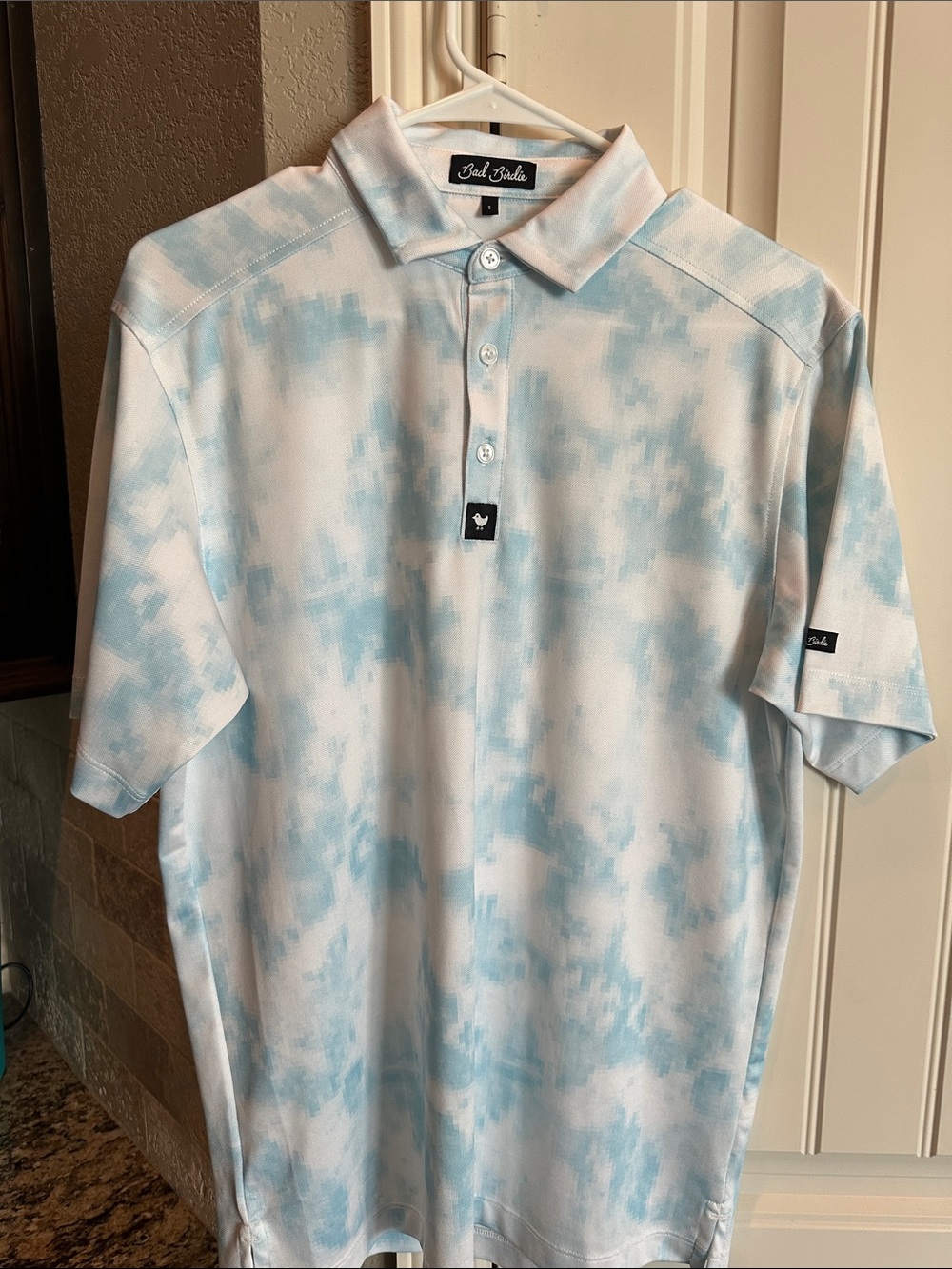 Bad Birdie Light Blue Tie-Dye Polo
